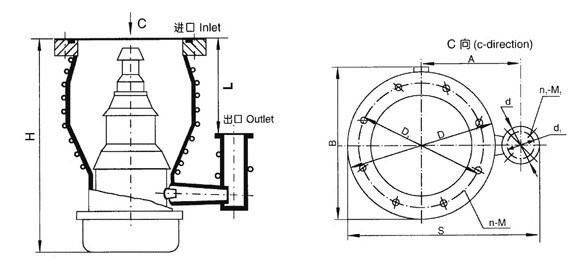 KT(TK)型金屬油擴(kuò)散泵的外形圖及尺寸